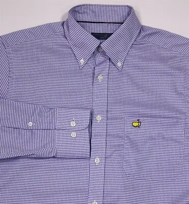 New Clubhouse Collection Masters Golf Blue Check Button-Up Dress Shirt +Hanger M • $99