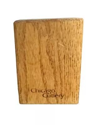 Vintage Chicago Cutlery Square Wood Block Single Steak Knife Holder EMPTY • $18