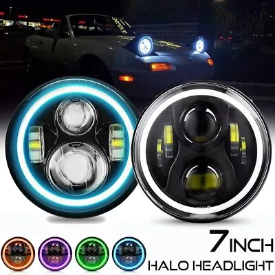 7'' RGB Halo LED Headlights DRL Lights Combo Kit For Jeep Wrangler JK LJ TJ 2PCS • $89.99