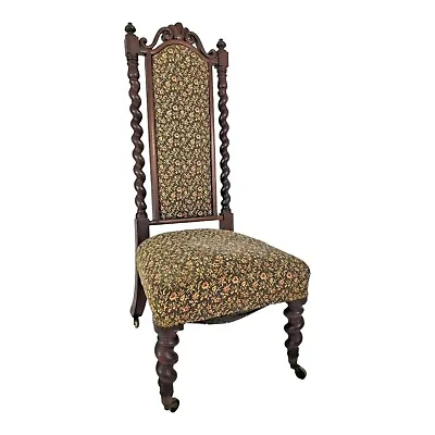 Antique Throne Chair 19c Jacobean Barley Twist Walnut Tapestry Upholstered • $295