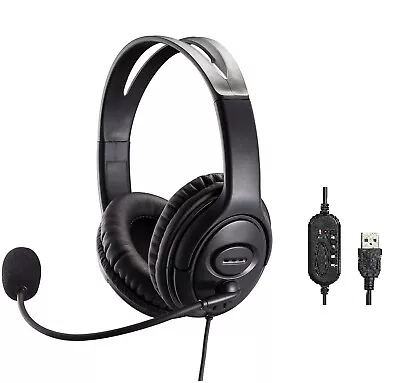 £24.99 • Buy USB Headset With Noise Canceling Mic And Volume Control For Skype, Zoom, Teams 