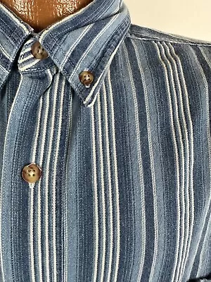 Vintage 90s American Weekend Denim Shirt Men Large Long Sleeve Button Down Blue • $14.44