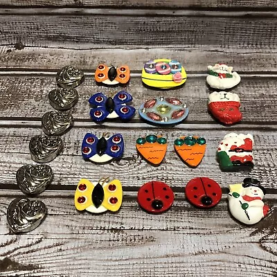 Lot 20 Vtg Button Covers Metal Hearts Plastic Butterflies Christmas Easter 80s • $14.99