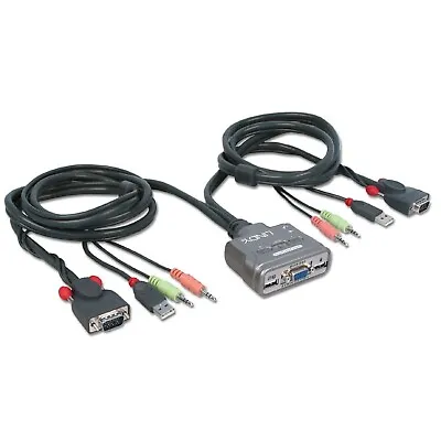 NEW Lindy Compact 2-Port USB VGA KVM Switch With Audio 32797  KVM-in-the-cable  • £9.90