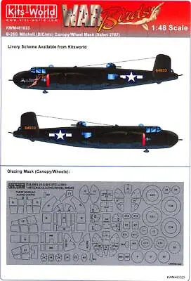 Kits World Decals 1/48 B-25G MITCHELL CANOPY & WHEELS PAINT MASK Italeri • $8.99