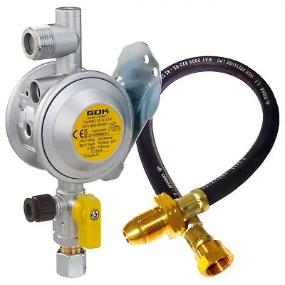 TRUMA GOK 8mm BULKHEAD GAS REGULATOR & PROPANE PIGTAIL 450mm 30MBAR OUTLET • £57.70