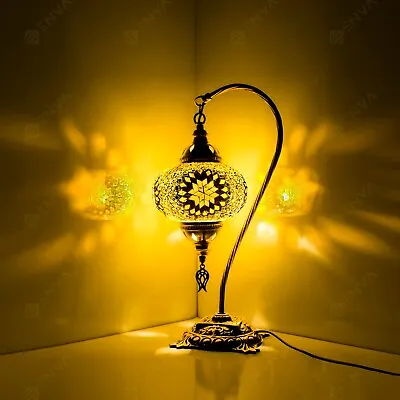 Turkish Moroccan Style Glass Mosaic Tiffany Table Desk Lamp Light Large Globe • $55.79