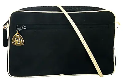 Vintage Morris Moskowitz Black Satin Evening Shoulder Bag W/ Gold Accents READ • $14.99