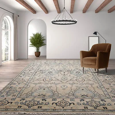 LoomBloom Muted Turkish Oushak Hand Knotted 100% Wool Area Rug Taupe 7'10 X9'11  • $799.20