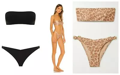 Zimmermann Kirra Bandeau Bikini | Leopard OR Black | Gold Link Bottoms $350 RRP • $149.99