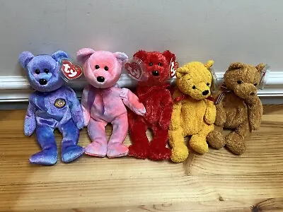 Ty Original Star Beanie Babies Baby Bear Lot Of 5 With Tags And Tag Protectors • $9.99