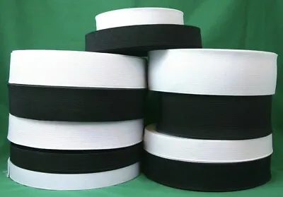 Flat Elastic White/Black 3mm - 75mm Woven Elastic Face Mask Stretch Elastic • £1.99