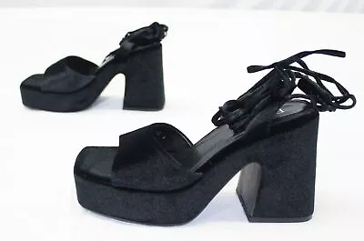 RAID Women's Eclipse Velvet Platform Sandals LV5 Black Size US:10 UK:8 • $14.99