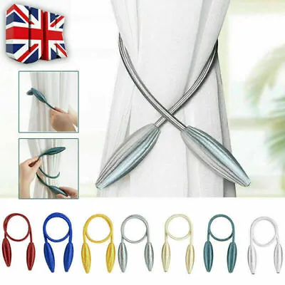 Pair Twist Curtain Tie Backs Holdbacks Curtains Voiles Magnetic Clip Hooks  • £6.99