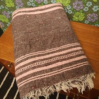 £19.99 • Buy Pink Grey/Brown Mexican Woven Stripy Falsa Yoga Beach/Picnic Blanket / Throw