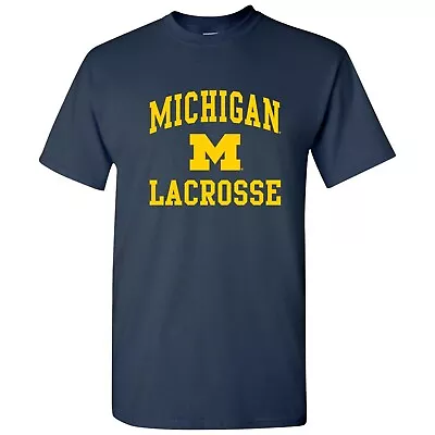 Michigan Wolverines Arch Logo Lacrosse Team Color T Shirt - Navy • $23.99