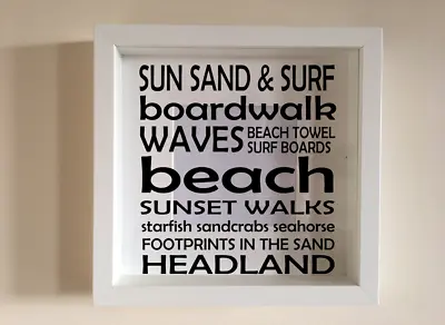 £2.49 • Buy Box Frame Vinyl Decal Sticker Wall Art Quote Beach Words Sand Sun Surf Waves