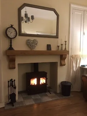 Oak Fireplace Mantel Shelf With Corbels  Oak Lintel Rustic Oak Wood Mantle • £320