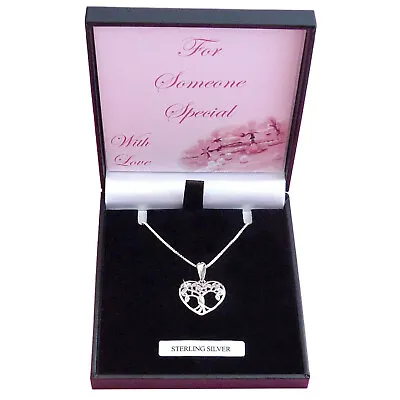 Tree Of Life Necklace Heart Shape 925 Sterling SilverGift For Someone Special • £20.99