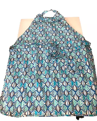 Vera Bradley Go Fish Blue Full Apron- Blues Black- Cotton-adjustable Straps • $22.99