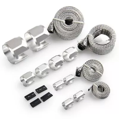 Silver Steel Braided Hose Kit Engine Dress Up Kit Vacuum/Fuel/Oil Line/Radiator • $29.69