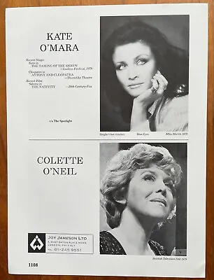 KATE O'MARA Vintage 1979 Acting Agency Page • £5.99