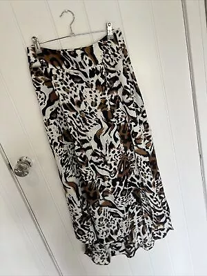 Wallis Matte Silky Animal Print Midi Maxi Skirt Two Slits Sz 8  • $4.97