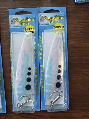 Moonshine Lures 4 3/8  RV Blue Jackal Mag Super Glow Salmon Spoon • $28