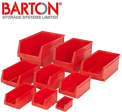 Red  Plastic Parts Lin Bins Component Storage Boxes Picking Bin Workshop S - XL • £17.85