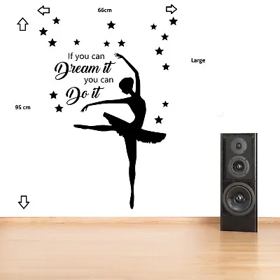 DanceBallet Girls Bedroom Quote Vinyl Wall Art Sticker Decal • £9.99