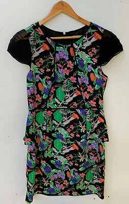 Nicola Finetti Floral Short Sleeve Knee Length Dress - Size 14 • $18.10