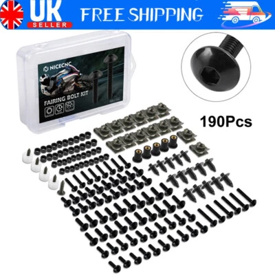 £20.35 • Buy 190PCS Universal Motorcycle Motorbike Fairing Bolt Kit Fastener Clip Screw Set