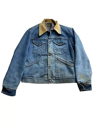 Vintage 70s Wrangler No Fault 14 Oz Denim Blanket Lined Jacket Mens 42 JL720NV • $59.99