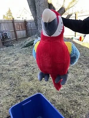 Jumbo Plush Scarlet Macaw Parrot Bird Jungle Stuffed Animal Red Plastic Eyes Toy • $50