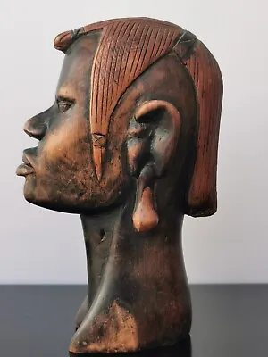 Hard And Heavy Ebony Wood Carved African Tribal Figure Bust Statue Head Maasai • £58.38