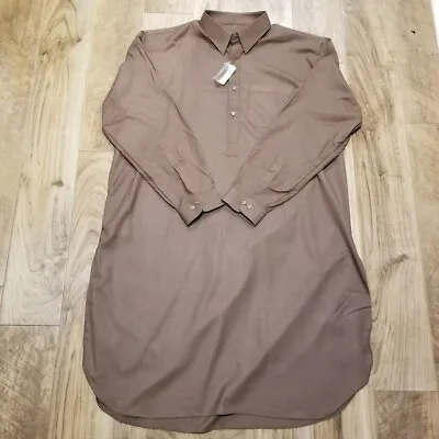 New ARAMIS Mens Longline Shirt Size  XL Brown Shalwar Kameez Kurta Tunic • $49.39