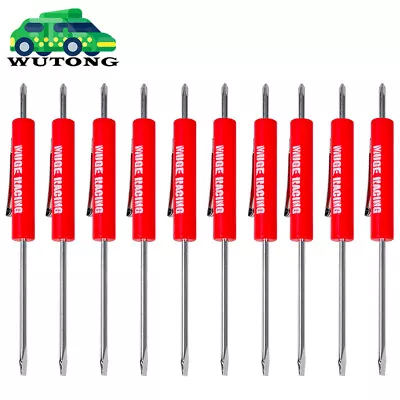 10x Red Mini Pocket Screwdriver Phillips & Flat Head Tip With Magnet And Clip • $13.99