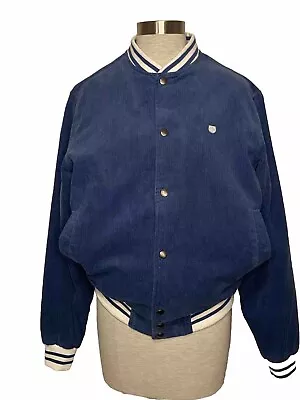 Brixton Unisex Joe Blue Corduroy Dillinger Bomber Varsity Jacket Size Small • $74.99