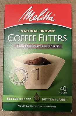 Melitta #1 Natural Brown Filters 40ct Fits 1 Cup Cone Coffee Makers (2 Pack) *** • $9.39