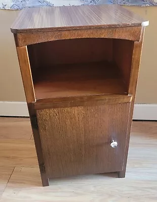 Lovely Vintage Mid Century Oak Plywood And Melamine Bedside Cabinet • £35