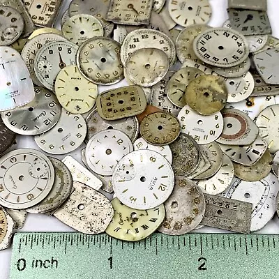 10 Small Distressed Watch Faces Dials Steampunk Part Art Deco Watchmaker Lot Vtg • $7.99