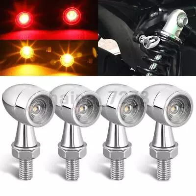 4X Motorcycle LED Bullet Red/Amber Brake Blinker Turn Signal Mini Indicator Tail • $24.98