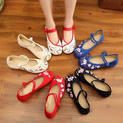 £16.35 • Buy Women Soft Phoenix Flowers Embroidered Cloth Shoes Chinese Loafers Casual Flats