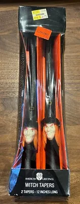 Vintage 1986 American Greetings Halloween Sculpted Tapered Witch Candle Sticks • $12