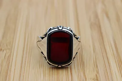 Solid 925 Sterling Silver Natural Carnelian Gemstone Special Men's Unisex Ring • $50.99