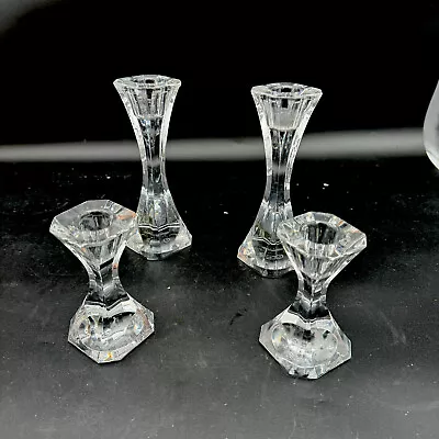 Villeroy & Boch Crystal Clear Taper Candle Stick Set Of 4 Elegant Rare SIGNED • $45