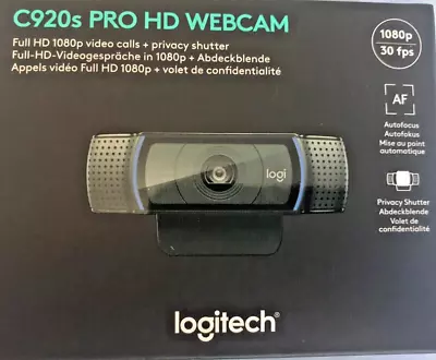 Logitech C920S 1080p  HD Pro Webcam  Black - NEW SEALED • £75