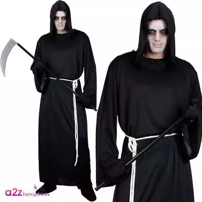 Grim Reaper - Adult Halloween Fancy Dress Costume With Robe And Belt • £14.99