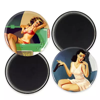 2.25 Inch Magnets Set Of 2 Vintage Pin-up Girls Ladies Fridge Kitchen Whiteboard • $7.35