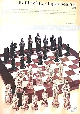 Chess Battle Of Hastings 11cm King SAC Resin & Stone Ivory &Burgundy Set Vintage • £99.95